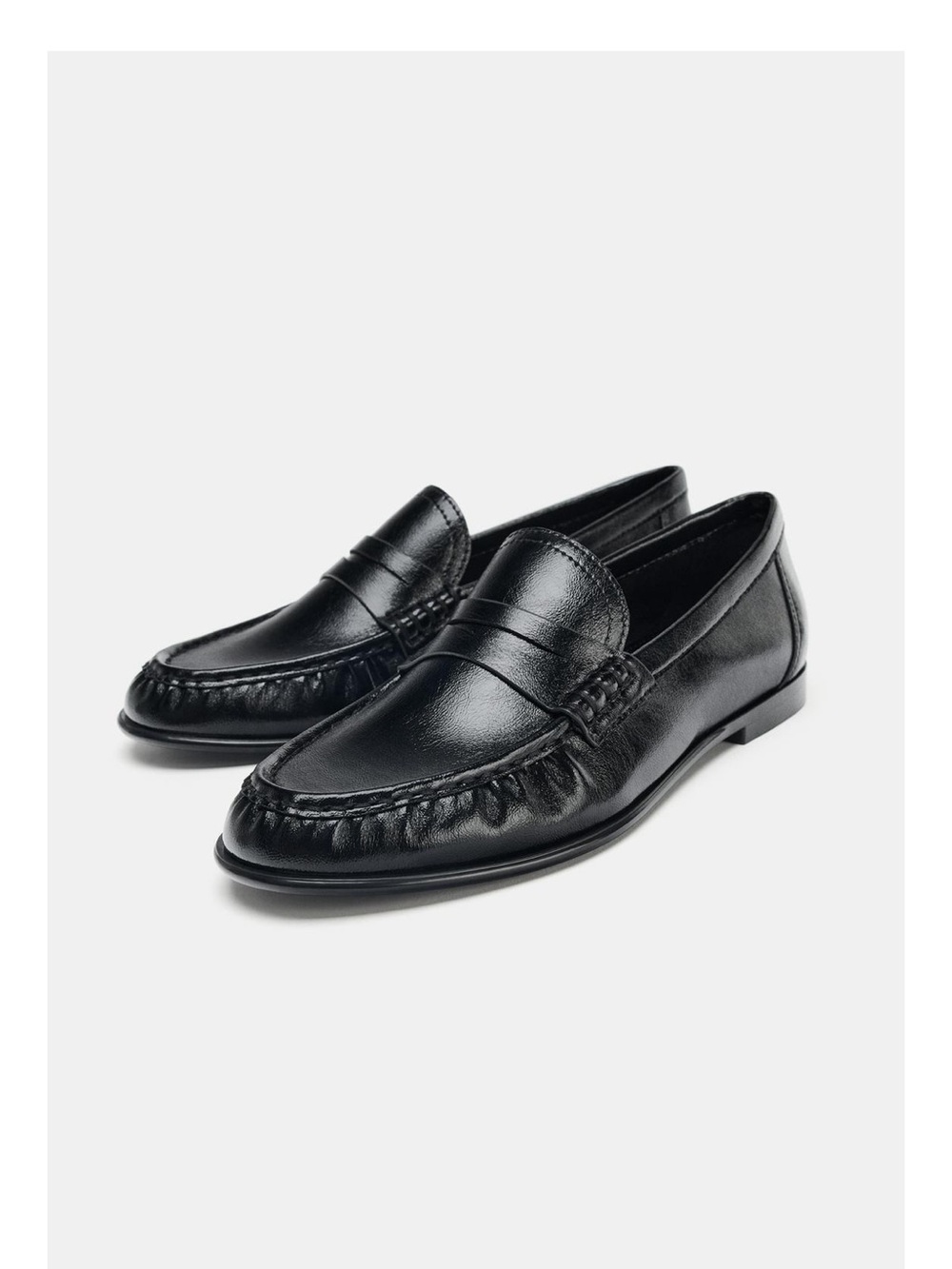 Zara Black Soft Rucked Loafera